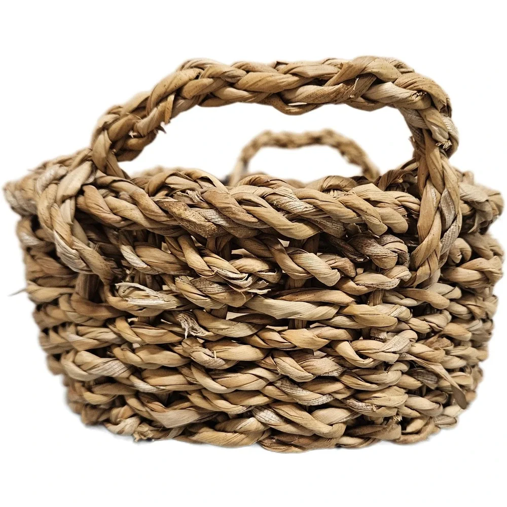 Natural Handwoven Oval Seagrass Storage/Bread Basket‎ W/ Handles Rustic Boho